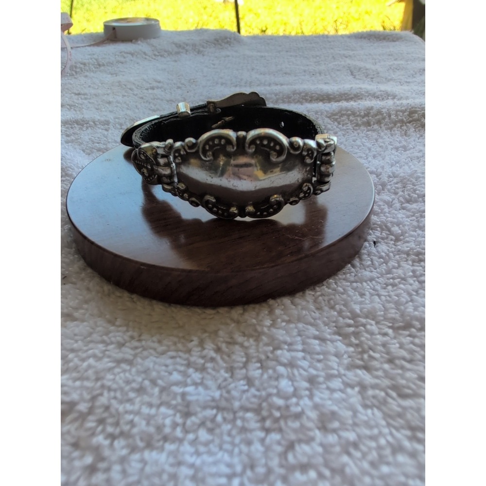 Brown Leather & Silver Vintage Brighton Bracelet 90's Western